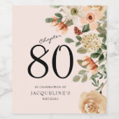 80番目の誕生日ヴィンテージフローラ ワインラベル (シングルラベル)