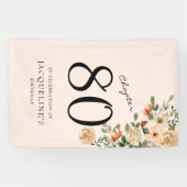 80番目の誕生日ヴィンテージフローラ 横断幕 (横)