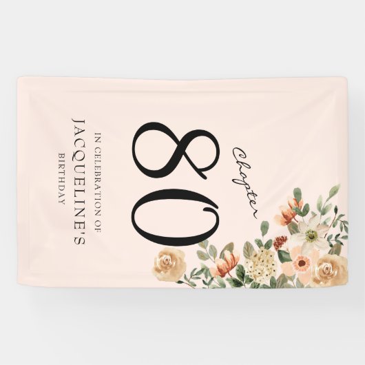 80番目の誕生日ヴィンテージフローラ 横断幕 (横)