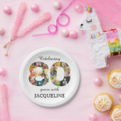 80番目の誕生日写真テンプレート招待状 ペーパープレート (パーティー)