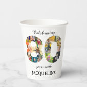 80番目の誕生日写真テンプレート招待状 紙コップ (裏面)