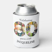 80番目の誕生日写真テンプレート招待状 缶クーラー (缶正面)