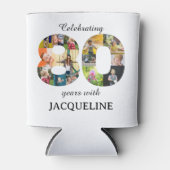 80番目の誕生日写真テンプレート招待状 缶クーラー (正面)