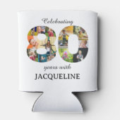 80番目の誕生日写真テンプレート招待状 缶クーラー (裏面)