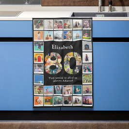 80番目の誕生日写真テンプレート キッチンタオル