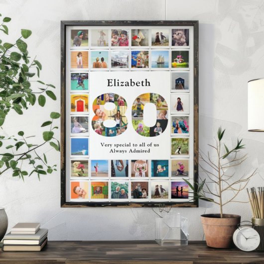 80番目の誕生日写真テンプレート ポスター