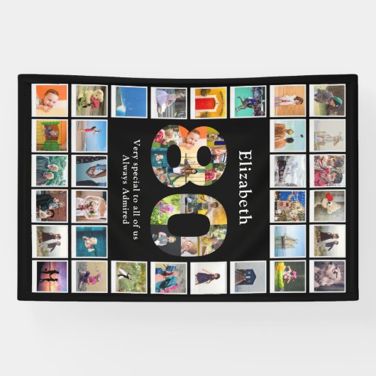 80番目の誕生日写真テンプレート 横断幕 (横)