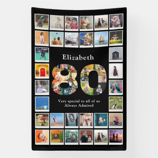 80番目の誕生日写真テンプレート 横断幕 (縦)