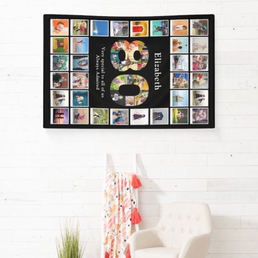 80番目の誕生日写真テンプレート 横断幕 (インサイチュ)