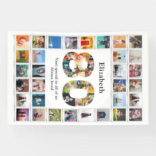 80番目の誕生日写真テンプレート 横断幕 (横)