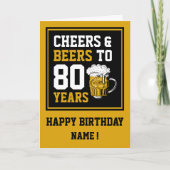 80番目の誕生日応援とビールから80年 カード (正面)
