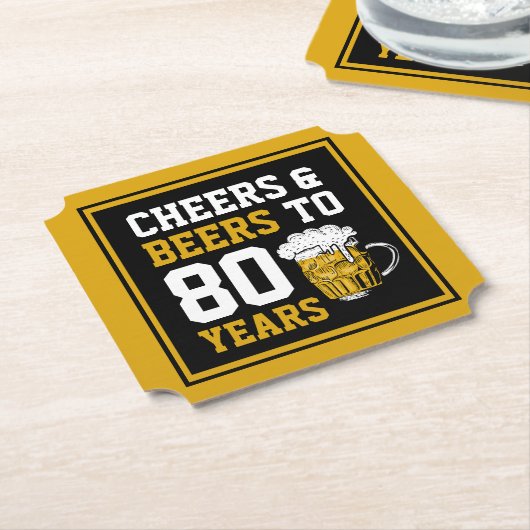 80番目の誕生日応援とビールから80年 ペーパーコースター (アングル)