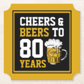 80番目の誕生日応援とビールから80年 ペーパーコースター (正面)