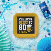 80番目の誕生日応援とビールから80年 ペーパープレート (パーティー)