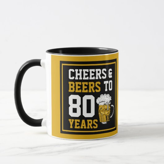 80番目の誕生日応援とビールから80年 マグカップ (左)