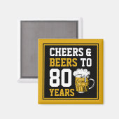 80番目の誕生日応援とビールから80年 マグネット (正面/裏面)