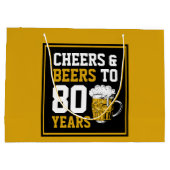 80番目の誕生日応援とビールから80年 ラージペーパーバッグ (裏面)