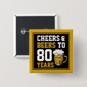 80番目の誕生日応援とビールから80年 缶バッジ