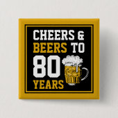 80番目の誕生日応援とビールから80年 缶バッジ (正面)