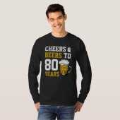 80番目の誕生日応援とビールから80年 Tシャツ (正面フル)