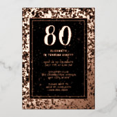80番目の誕生日招待状エレガントカスタムテンプレート 箔招待状 (正面)