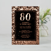 80番目の誕生日招待状エレガントカスタムテンプレート 箔招待状 (立ち正面)