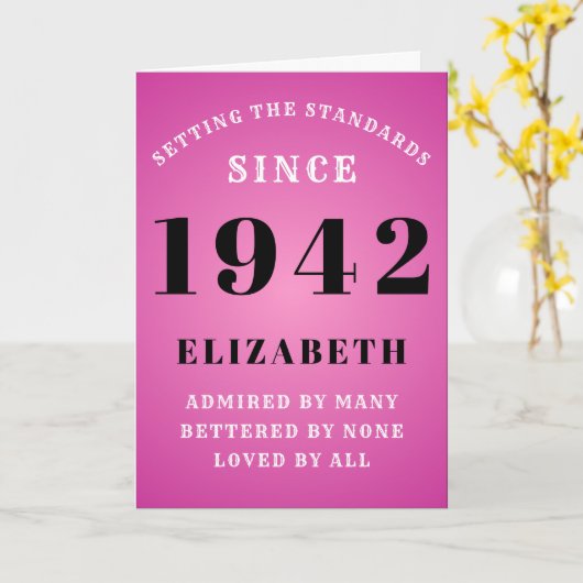 80番目の誕生日標準生まれ1942名前の追加 カード (黄色い花)
