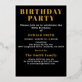 80番目の誕生日生まれレジェンドブラック金ゴールドレトロ 箔招待状 (裏面)