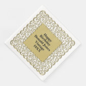 80番目の誕生日番号パターンスキャロプス金ゴールド/白 (コーナー)