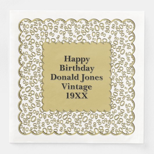 80番目の誕生日番号パターンスキャロプス金ゴールド/白 (正面)