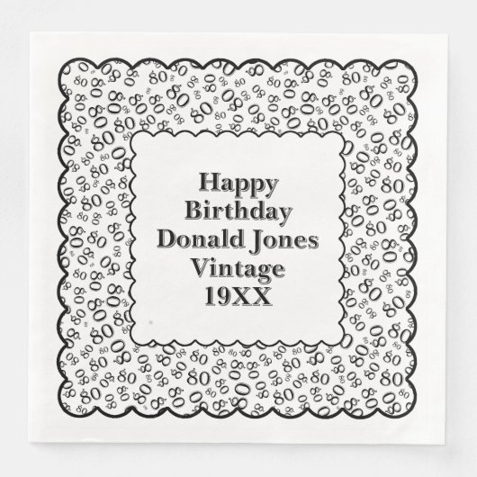 80番目の誕生日番号パターンホタテ黒/白 (正面)