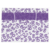 80番目の誕生日番号パターン紫/白 ラージペーパーバッグ (裏面)