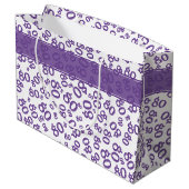 80番目の誕生日番号パターン紫/白 ラージペーパーバッグ (裏面アングル)