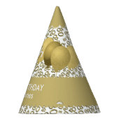 80番目の誕生日番号パターン金ゴールド/ホワイトホタテガイ パーティーハット (右)