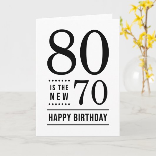80番目の誕生日白と黒80が新しい70 カード (黄色い花)