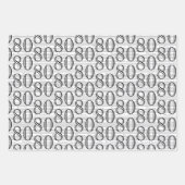 80番目の誕生日白黒タイポグラフィ番号 ラッピングペーパーシート (正面3)