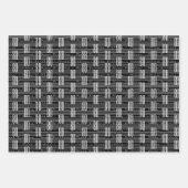 80番目の誕生日白黒タイポグラフィ番号 ラッピングペーパーシート (正面)