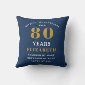 80番目の誕生日設定標準の名前を青に追加 クッション (裏面)