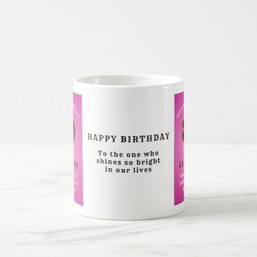 80番目の誕生日設定標準Pinkの名前を追加 コーヒーマグカップ (中央)