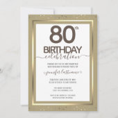 80番目の誕生日金ゴールドフォーマル招待状 招待状 (正面)