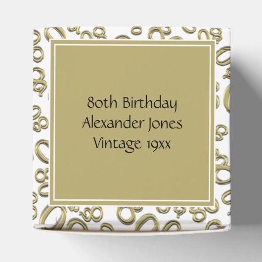 80番目の誕生日金ゴールド番号パターン フェイバーボックス (上部)