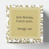 80番目の誕生日金ゴールド/白の番号パターン フェイバーボックス (上部)