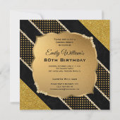 80番目の誕生日80番目の金ゴールドのダイヤモンド写真立て 招待状 (裏面)