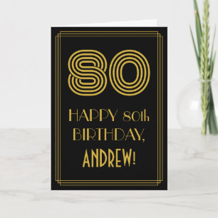 80番目の誕生日:インスパイアアールデコ「80」の検索と名前 カード