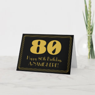 80番目の誕生日:インスパイアアールデコ「80」の検索と名前 カード