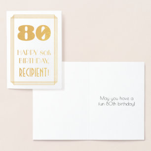 80番目の誕生日:インスパイアアールデコ「80」の検索と名前 箔カード