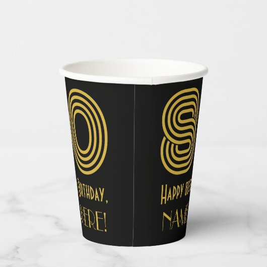 80番目の誕生日:インスパイアアールデコ「80」の検索と名前 紙コップ (右)