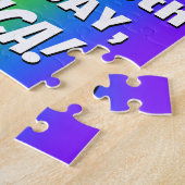 80番目の誕生日: カラフル、おもしろいレインボーパターン# 80 ジグソーパズル (側面)