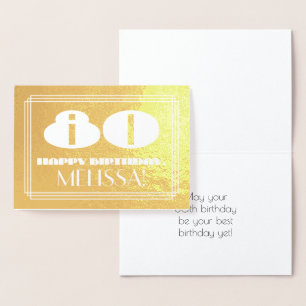 80番目の誕生日:名前+アールデコインスパイア「80」を見る 箔カード