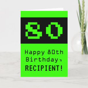 80番目の誕生日: Nerdy / オタク系のスタイル"80"と名前 カード